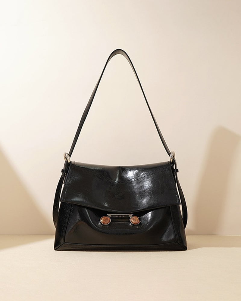 Black Leather Extra Large Soft Tote Shoulder Bag