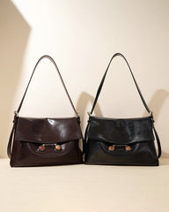 Black Leather Extra Large Soft Tote Shoulder Bag