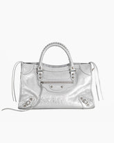 Vespera Metallized Lambskin Silver Tote Bag