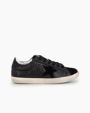 Black Nappa Leather Glitter Tab Sneakers