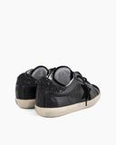 Black Nappa Leather Glitter Tab Sneakers