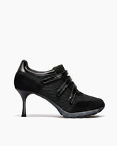 Triple-Strap Breathable Mesh High Heel Sneakers-Black