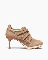 Triple-Strap Breathable Mesh High Heel Sneakers-Khaki