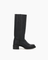 Women's Black Leather Knee-High Boots