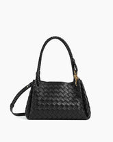 Medium Intrecciato Leather Shoulder Bag with Metal Knot Detail