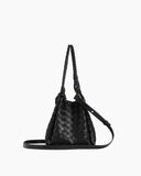 Medium Intrecciato Leather Shoulder Bag with Metal Knot Detail