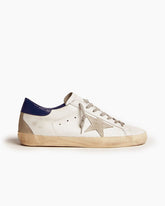 White Nappa Leather Sneakers with Suede Star and Blue Heel Tab