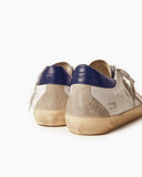 White Nappa Leather Sneakers with Suede Star and Blue Heel Tab
