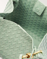 Woven Gold Knot Leather Tote Shoulder Bag