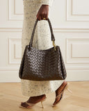 Woven Gold Knot Leather Tote Shoulder Bag