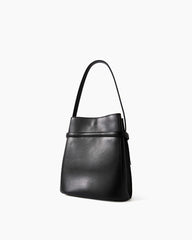 Black Leather Tote Structured Leather Shoulder Bag