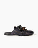 Leather Slip-On Dual-Tone Laces Mule Sneakers