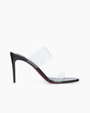 Women's Clear Red Sole Double Strap Stiletto Heel Sandals