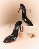 Women's Clear Red Sole Double Strap Stiletto Heel Sandals