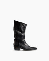 Women's Mid-Calf Ruched Burnished Leather Clive Boots