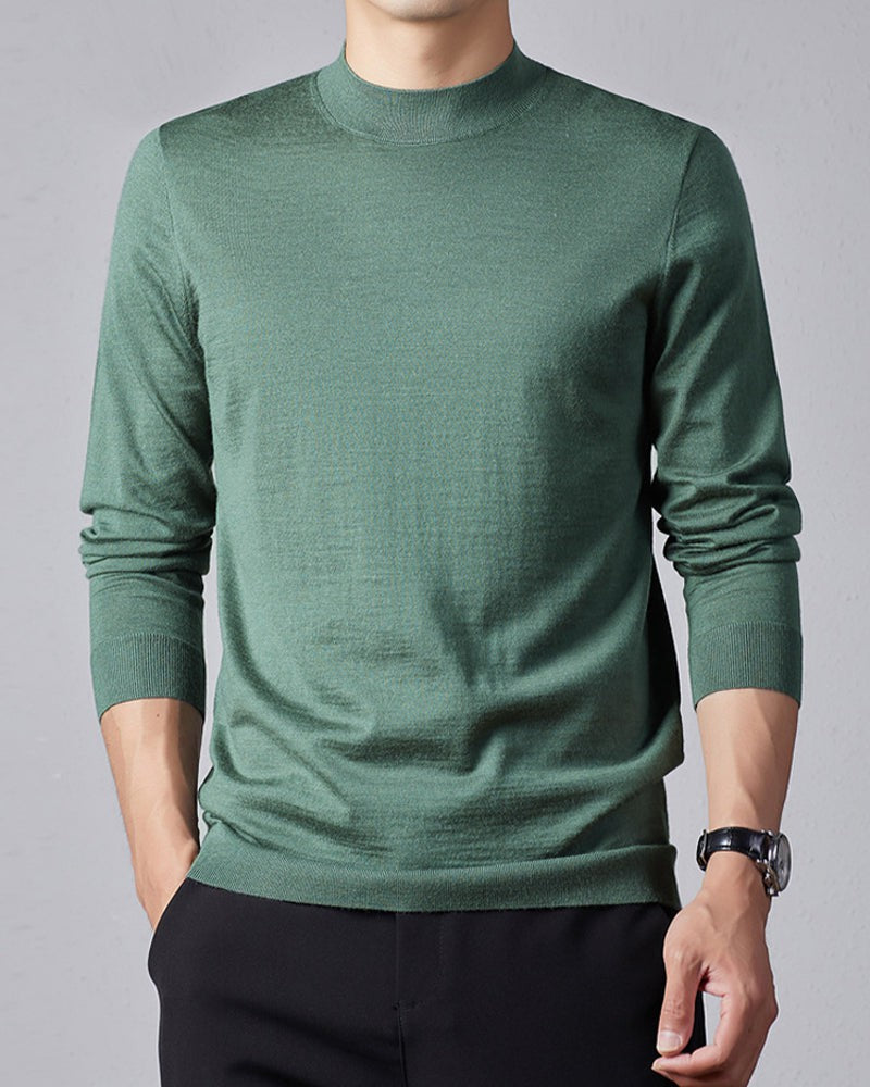 Men's Ultra Fine Merino Wool Mock Turtle Neck Jumper