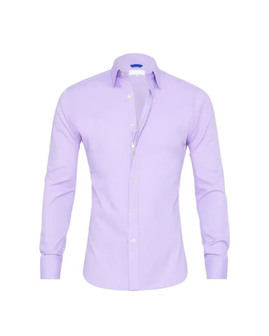 Hidden Zip Elastic Lapel Long Sleeve Shirt