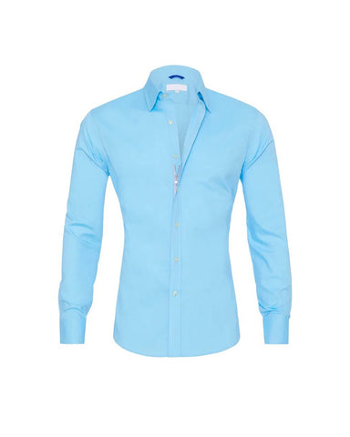 Hidden Zip Elastic Lapel Long Sleeve Shirt