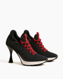 Women’s Black Sport Chic Knit High-Heel Sneakers