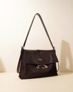Black Leather Extra Large Soft Tote Shoulder Bag