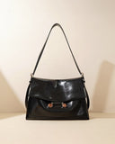 Black Leather Extra Large Soft Tote Shoulder Bag