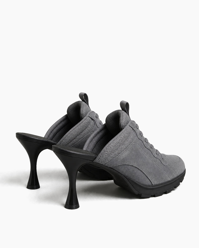 Women’s Grey Sport Chic Mesh High-Heel Sneaker Sandals