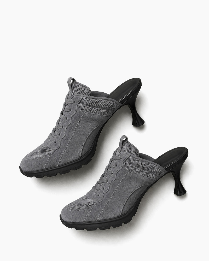 Women’s Grey Sport Chic Mesh High-Heel Sneaker Sandals