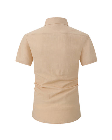 Linen Ice Breathable Solid Color Short-sleeved Shirt