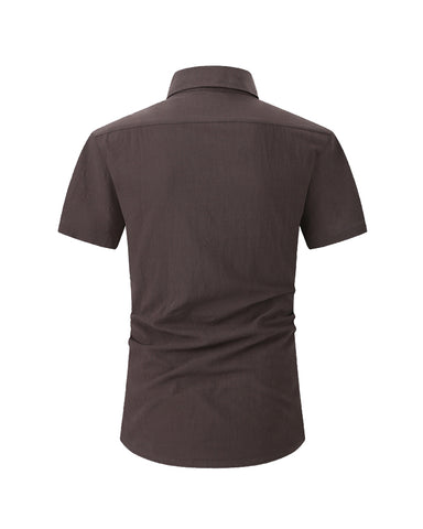 Linen Ice Breathable Solid Color Short-sleeved Shirt