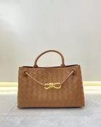 Women's Woven Leather Quilted Top Handle Bag