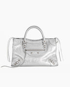 Vespera Metallized Lambskin Silver Tote Bag