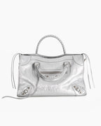 Vespera Metallized Lambskin Silver Tote Bag