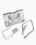 Vespera Metallized Lambskin Silver Tote Bag