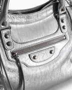 Vespera Metallized Lambskin Silver Tote Bag