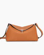 Women’s Elegant T-Lock Leather Clutch Bag