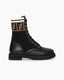 Women's Black Leather & Knit Combat Boots