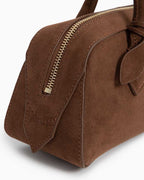 Vespera Suede Calfskin Double Zip Tote Shoulder Bag
