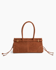 Elegant Rectangular Suede Tote with Zipper Closure