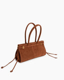 Elegant Rectangular Suede Tote with Zipper Closure