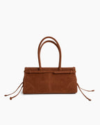 Elegant Rectangular Suede Tote with Zipper Closure