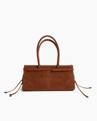 Elegant Rectangular Suede Tote with Zipper Closure