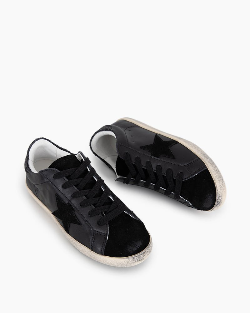Black Nappa Leather Glitter Tab Sneakers Secondary image