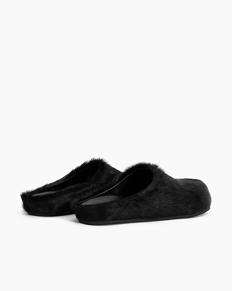 Designer Real Fur Slides Clogs Mules Flat Luxury Slippers