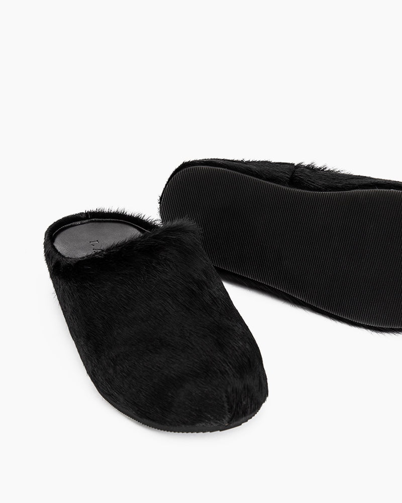 Designer Real Fur Slides Clogs Mules Flat Luxury Slippers