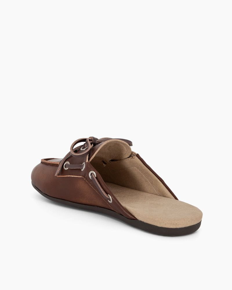 Women's Brown Boat Shoes Leather&Suede Mules
