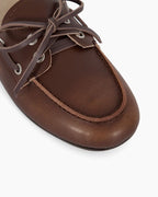 Women's Boat Shoes Brown Leather and Suede Mules