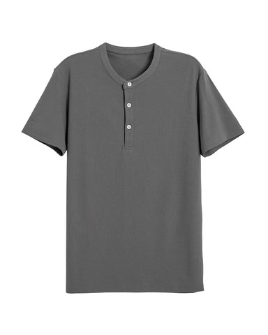 Cotton No-iron Round Neck Henley