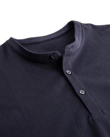 Cotton No-iron Round Neck Henley