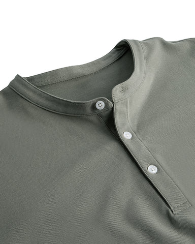 Cotton No-iron Round Neck Henley