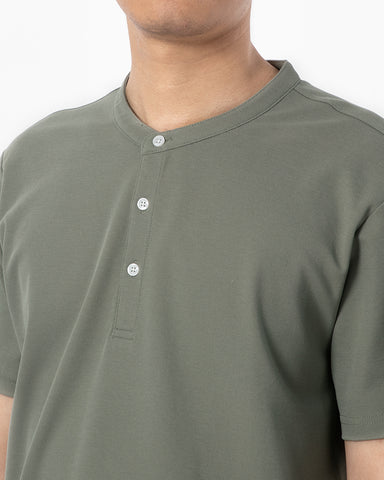 Cotton No-iron Round Neck Henley